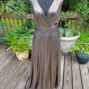 Kleinfeld Long Gold Metallic Gown